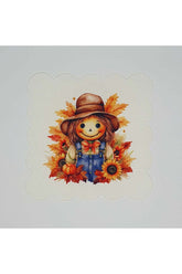 Sulu Boya Çiftçi Kız Desenli Dijital Baskılı Lazer Kesimli Kokteyl Peçetesi